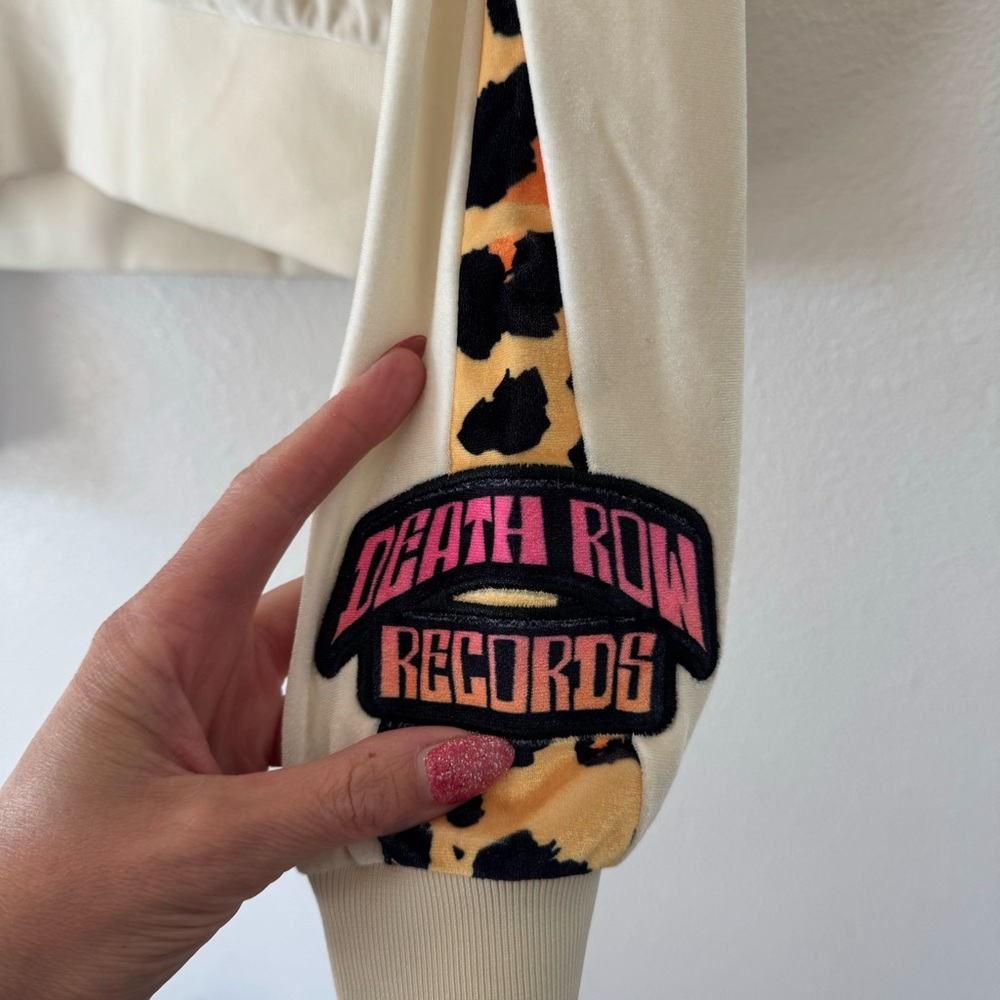 Death Row Records Cropped Leopard Velour Crewneck Sweatshirt Dr Bombay M NEW - Picture 4 of 12
